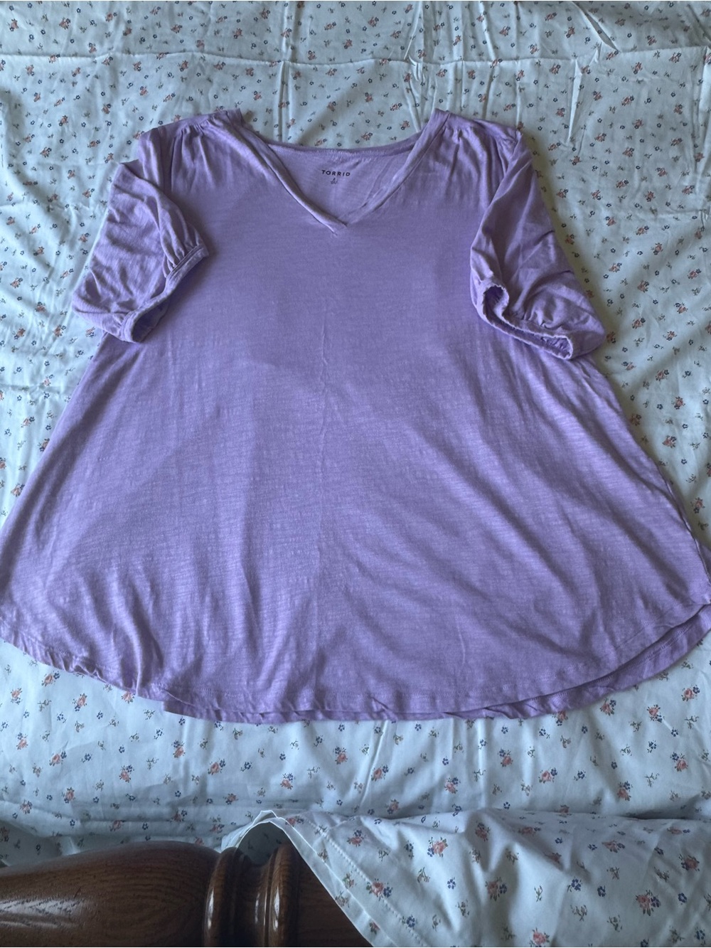 torrid Lavender V-Neck Short Sleeve Swing Top - Light Purple